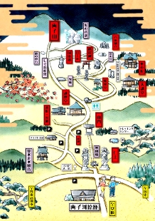 両子寺とお店の地図です。
